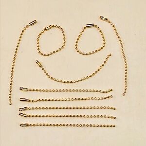 Lot of 10 4-inch Gold Tone Metal Ball Beads Chain with Connectors